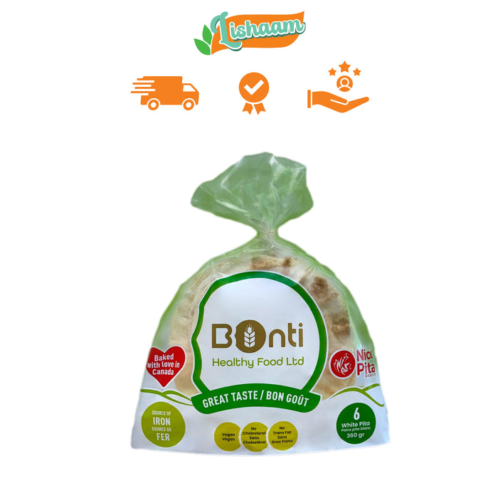 Bonti 6 White Pita Bread Small 360 Gr