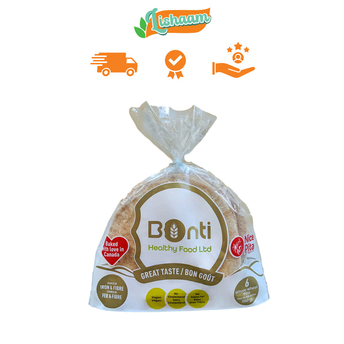 Bonti 6 Whole Pita Bread Small 360 Gr