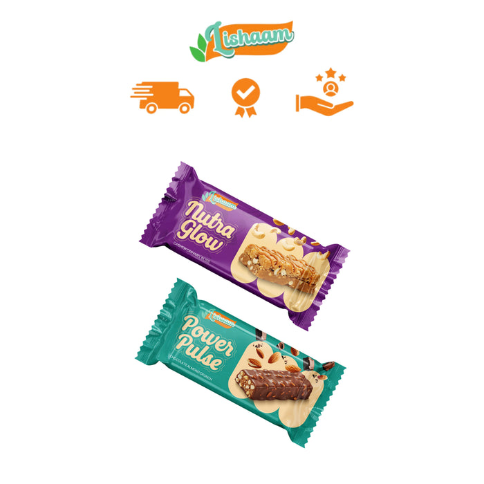 Lishaam Protein Bar Duo – Nutra Glow & Power Pulse